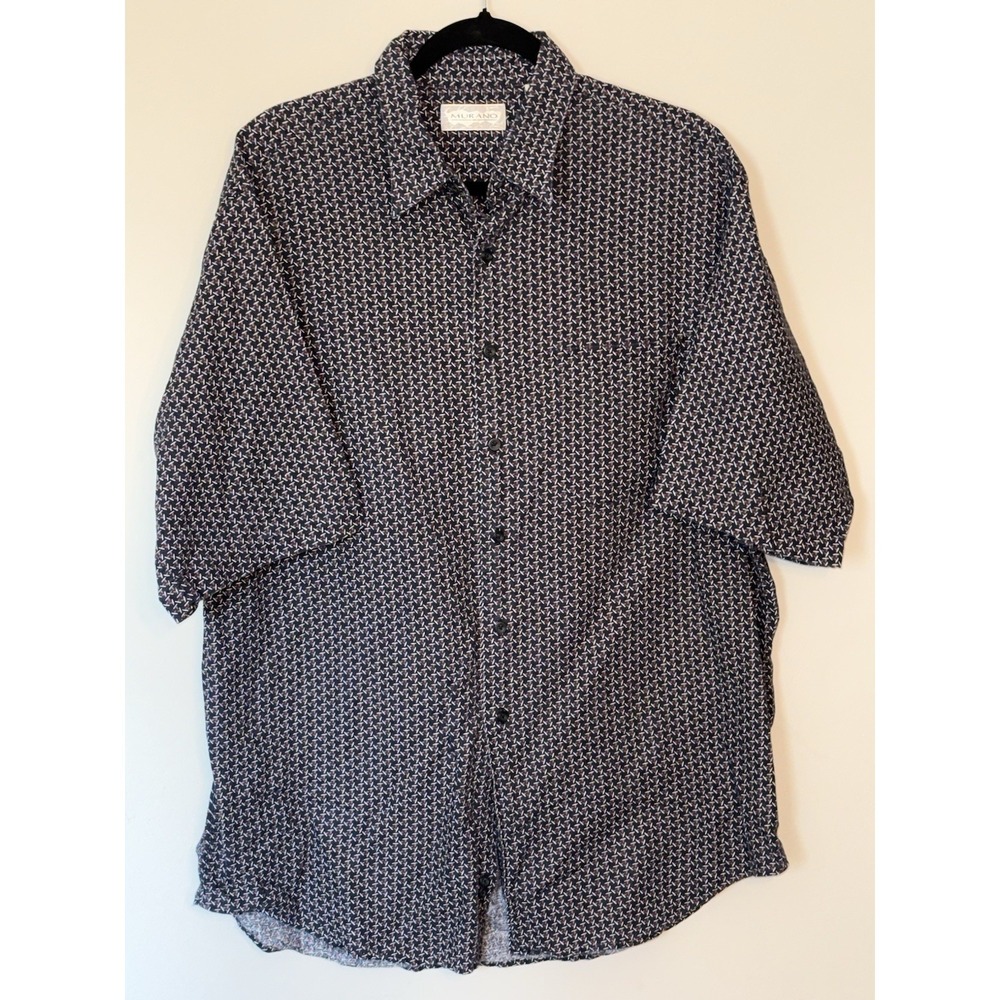 Murano Linen / Cotton Blend Button Up Short Sleeve Casual Men's Shirt Large